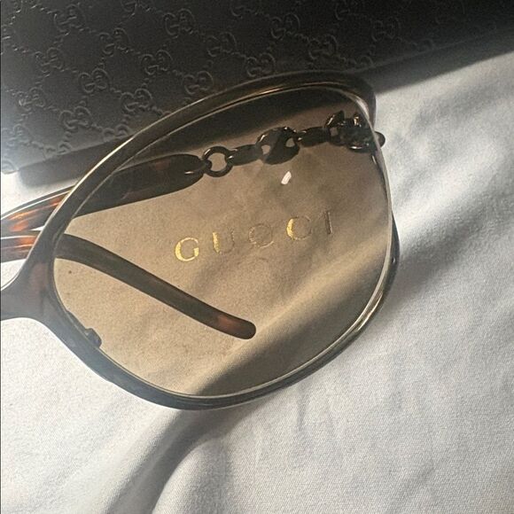 Vintage Y2K Designer Luxury Gucci Brown Bronze Marina Chain Women\'s Sunglasses main image 7